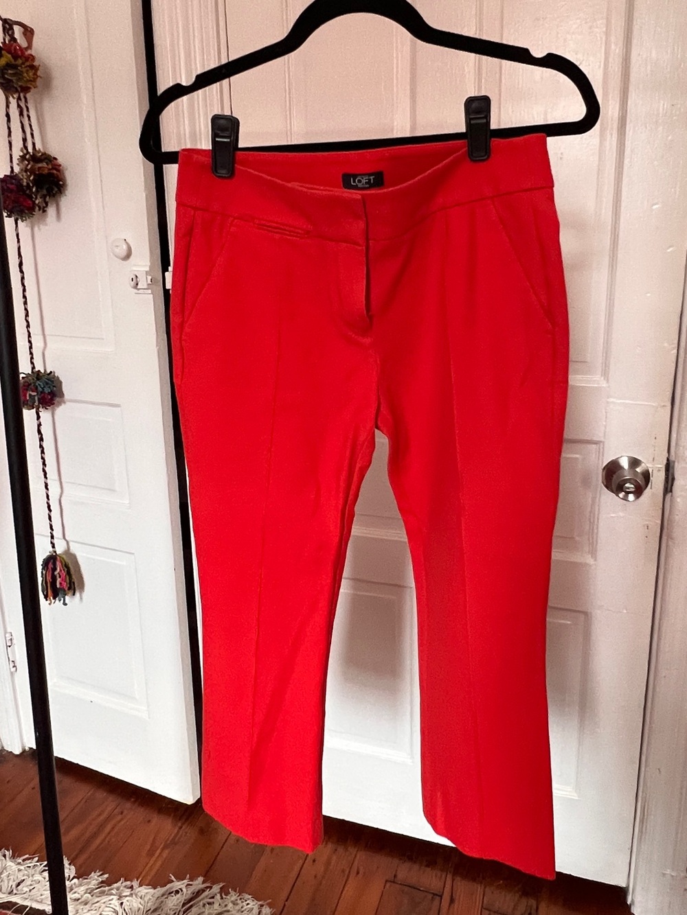 LOFT Red Straight-Leg Capri Pants